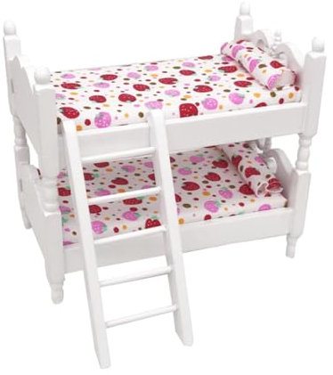 BESTonZON Mini- -Miniaturmöbel Living Room Decoration wohnzimmerdeko zbed playmobilhauser bedsüre Etagenbett Texturwalze für Ton Mini-Hausbett Mini-Möbel Kinderzimmer Minibett Bambus Weiß