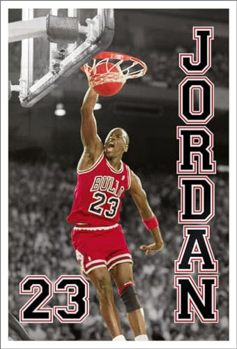 Close Up Michael Jordan - Gerahmtes NBA Poster (23 Slam Dunk) (Größe: 61cm x 91,5cm)