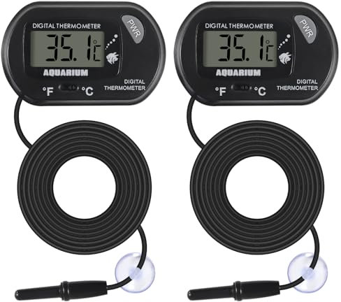 2Pack Aquarium Thermometers Digital LCD Water Thermometer for Fish Tank Aquarium Marine Reptile habitat Temperature
