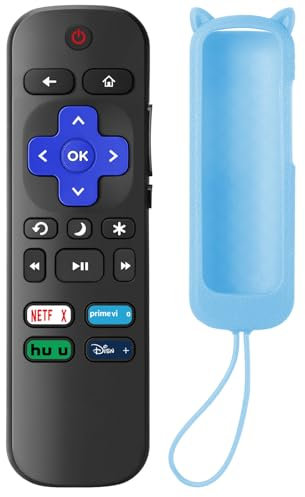 SOTATOO Ersatz-Fernbedienung für Roku TV mit blauer weicher Silikonhülle, Universal-Fernbedienung für TCL Roku/Hisense Roku/Sharp Roku/Philips Roku/Onn Roku Series Smart TVs (nicht für Roku Stick und