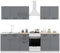 Laclar Küchenmöbel-Set 200 cm- Hochglanz-Graue Fronten - Schränke mit Arbeitsplatten - Komplettset für Küche - Flexible Anordnung - langlebig, modernes Design