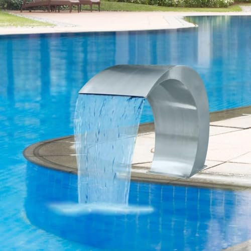 Fontana per Piscina a Cascata, Lama per sfioratore a Cascata, Kit Completo di Cascata e ruscello per Giochi d'Acqua per Piscine da Giardino all'aperto, Fontana per Piscina a Cascata da giard