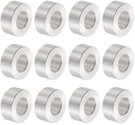 QUARKZMAN 12pz Distanziatore Alluminio 8.2mm Foro x 16mm OD x 8mm Lunghezza Boccola per Vite Finitura Semplice Distanziatore Metallo Rotondo per Viti Bulloni e Barre M8