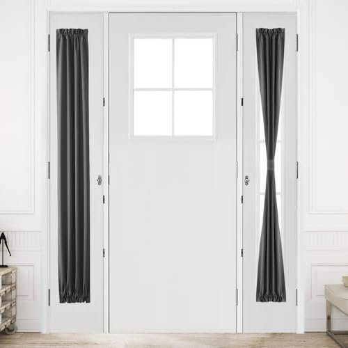 DWCN 1 rideau occultant thermique avec passe-tringle pour portes avec fenêtre en verre, porte de cuisine et de terrasse pour intimité, 30,5 x 183 cm de long, gris foncé