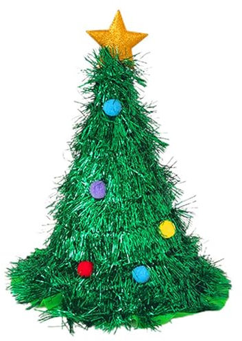 Weihnachtsbaum Hut - Weihnachts-Partyhut, 47 Cm Wintergrüner Lametta-Hut Weihnachtsschmuck, Grüner Filzhut Mit Goldenem Stern Und Girlanden Dekoration