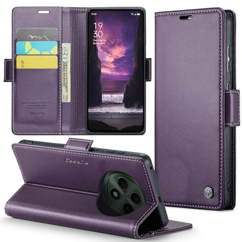 Phernykas Funda para OPPO Reno 12F/OPPO Reno 12FS, Cierre Magnético, Soporte Bloqueo RFID, Protección Flip Wallet, Morado