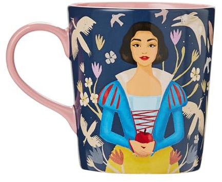 Disney Store Official Snow White (2025) Mug, 545ml, Navy Mug with Pink Handle, Featuring Snow White and Evil Stepmother, Microwave and Dishwasher Safe