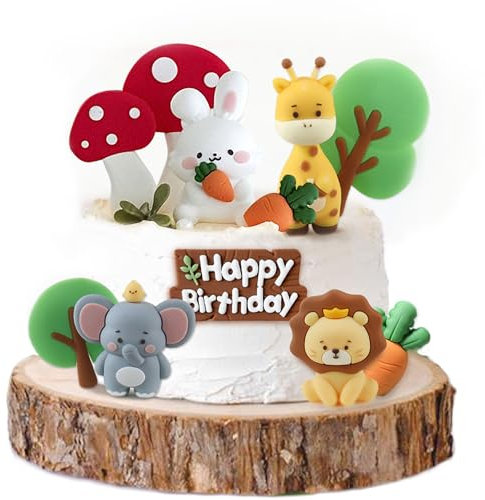 Blumomon 12Pcs Jungle Animals Cake Topper for Birthday Party Decoration - Baby Shower Cake Decorations for Boy and Girl