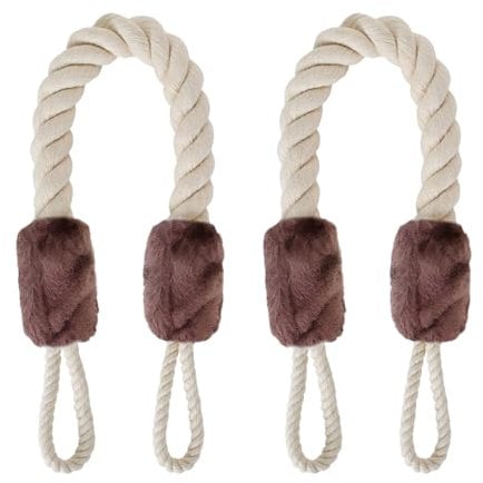 2PCS Anti-Collision Door Handles Rope Pet Teeth Protection Rope Buffer Doorstop Rope Soft for Bedroom Door Balcony Door, Doorstop Rope (Brown)