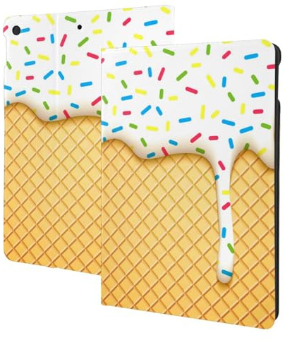 Compatible with ipad 9th/8th/7th Generation Case - Compatible with ipad 10.2 Case, Folio Stand, Auto Wake/Sleep, White Ice Cream Tablet Case Cover Compatible with ipad Cover Case
