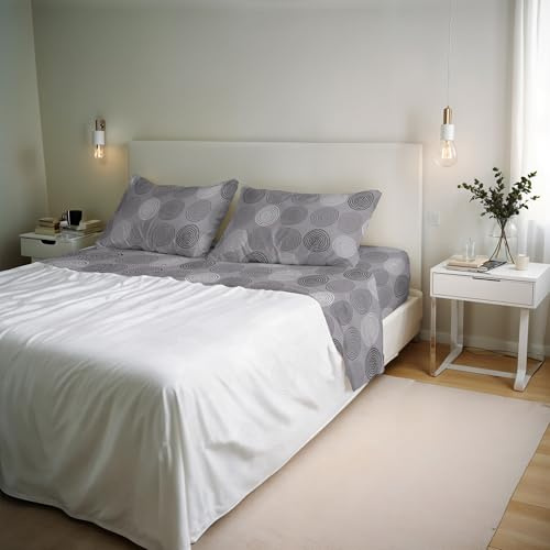 River Cotton Double Bed Sheet Set, Made in Italy – Complete Bed Set, Fitted Sheet, Top Sheet 240 x 300 cm and 2 Pillowcases with Inner Flap (Double, Size)