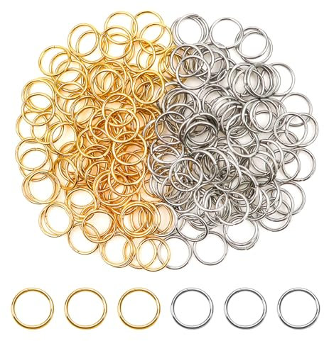 TOAOB 200 Stück Jump Ringe Spaltringe 12 mm Edelstahl Stahlfarbe und Gold Sprungringe Offene Biegeringe Verbindungsringe für DIY Schmuckherstellung Halsketten Armband Schlüsselanhänger