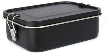 Lifeventure Stainless Steel Lunch Box; Mess Tin Container for Food, Black