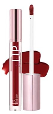 Long-Lasting Liquid Lipstick with Matte Finish | Smudge-Proof, Waterproof, Highly Pigmented Lip Gloss | Velvet Texture, Non-Stick & Sweat-Proof | Red, Pink & Nude Shades for Women - Gem Red