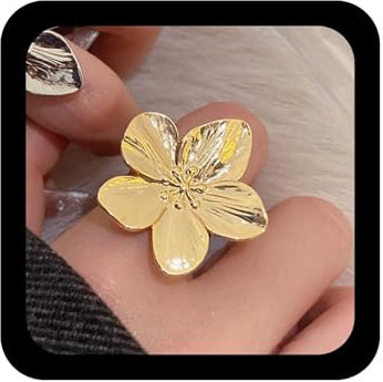 Xmsrn Bague Fleur Métal Vintage Bague Fleur Or Bague Fleur Punk Bague Fleur Boho Bague Fleur Exagérée Bague Fleur Exagérée Bague Ouverte Pour Femme