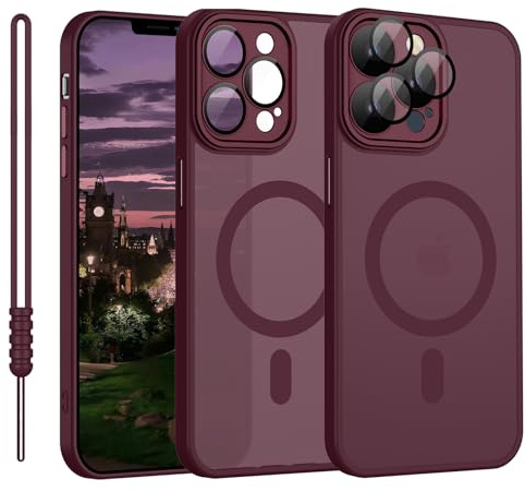 YUANDMI Coque MagnéTique pour iPhone 12 Pro Max Compatible avec Magsafe, Mat Translucide Ultra - Mince Antichoc Anti Rayures Housse Étui pour iPhone 12 Pro Max Rouge