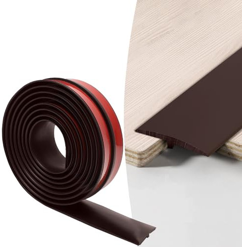 MeYuxg Profilé de Transition,Profilé en T Autocollant 3 m Bande de Transition,pour Relier les Espaces du Sol et les Carreaux de Plancher Stratifié,Barre de Seuil, 5 CM x 3 M (Marron, 300X5CM)