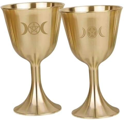 CONGARTENO 2 Pièces Saint Graal de la Triple Lune Saint délicat tasses en cuivre doré Golden