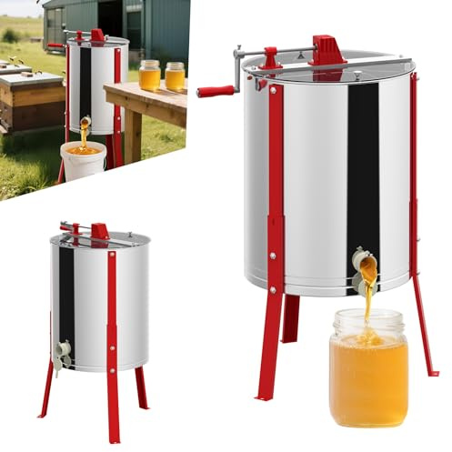 ACXIN Extractor de Miel de Acero Inoxidable Manual Extractor de Miel para Apicultores Aficionados y Profesionales Patas Ajustables Capacidad 15-20kg Accesorios para Criadores de Abejas Extractor de