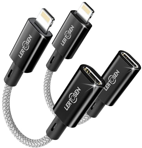 2 Pack 27W USB C to Lightning Cable Adapter, PD Fast Charging & Data Transfer, Type C Female to Lightning Male Charger Converter Cord for iPhone 14/13/12/11,iPad, Airpods,Not for Audio/Headphone/OTG