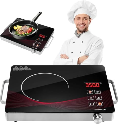 Dibaful Ce/rankochfeld 3500W Ce/ranfeld Tragbares Touch Steuerung | Kochfelder 4 Modi 9 Stufen Leistung 1 Minute 3 Stunden 1 Platte Timer Funktion Herdplatte 1 Kochfeld