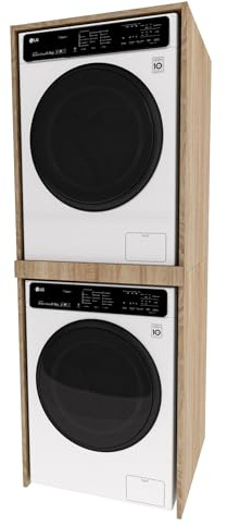 möbelkap Waschmaschinenschrank offen – Waschmaschinen Überbauschrank aus Sonoma-Eiche – 66x180x65 cm – Offenes Bad- & Hauswirtschaftsregal – für Waschmaschine oder Trockner geeignet