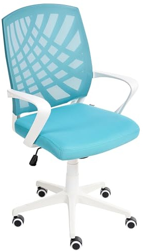 Beliani Office Desk Chair Mesh Fabric Swivel Kids Chair Blue Bonny