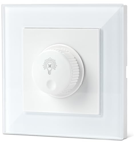 AXFEE LED Dimmer Schalter, AC 100-240V LED Schnurdimmer Drehschalter,Weiß | 15-300W Dimmschalter für Glühlampen, Hochwertige LEDd-Schnurdimmer Drehschalter 220V, für Glühlampen und Dimmbaren Lampen