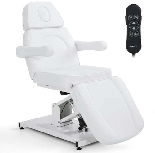 ELEGUE Kosmetikliege Elektrisch, Massageliege Klappbar, Tattoo Liege mit 3 Motoren, Massageliege Elektrisch für SPA Salon 2782 (Weiß)