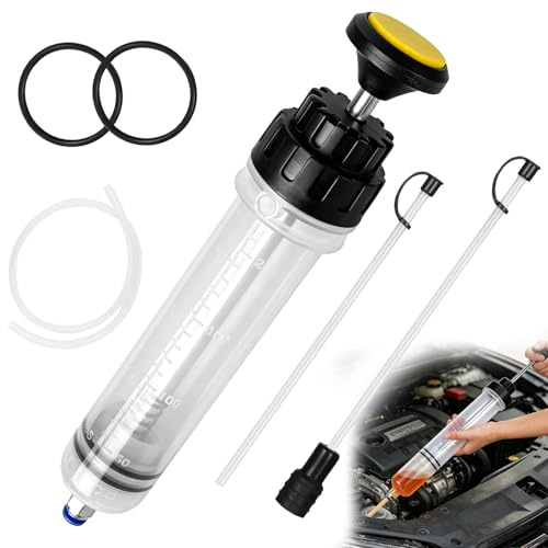 Forhandy 500ml Ölabsaugpumpe mit Füllstandanzeige 1M Verlängerungsschlauch | Manuelle Absaugpumpe für Öl, Benzin & Kraftstoff, Umfüllpumpe für Auto, Motorrad, Rasenmäher & Getriebeöl