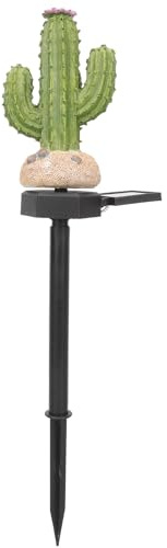 TIKODIDA Lámpara Solar de Estaca de Resina Resistente Ip55 Forma de Cactus para Césped Luz Solar Decorativa Exterior para Terraza y Jardín