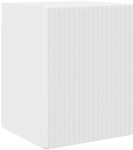 SKTQYQO Meuble TV mural blanc brillant 30 x 31 x 40 cm | Bois contreplaqué, 1 porte à charnière à 90°, 1 étagère, montage mural, design moderne