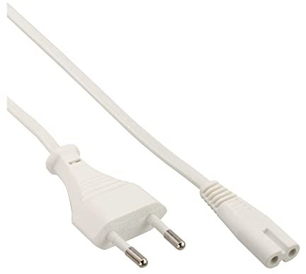 InLine 16605W Netzkabel, Netzstecker auf Euro 8 C7 Stecker, weiß, 0,5m