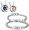 Flongo Paar-Schmuckset Partner Armbänder + Partner Halsketten Paar Geschenke Edelstahl-Halskette und -Armband mit Gravur Halskette mit Ring Geschenke für Jahrestage, Valentinstage, Geburtstage