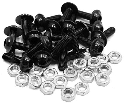 Sourcingmap 20pcs M6 Black Aluminum Alloy Hex Socket Head Bolts Screws Nuts | Motorcycle bolts, Hex socket head