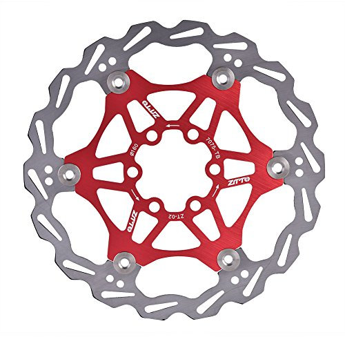 bremsscheibe 160mm,160mm Scheibenbremse Fahrrad Bremsscheiben Rotor Floating Straße Mountainbike Fahrrad-hintere Rotoren Schrauben Bremsbelag Rot Schwarz 6 Schrauben(Rot)
