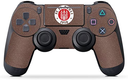 DeinDesign Skin kompatibel mit Sony Playstation 4 Slim Controller Folie Sticker Offizielles Lizenzprodukt Logo FC St. Pauli