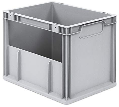 aidB Eurobox NextGen Insight Seite offen, 400x300x320 mm, robuste Regalbox mit Entnahmeöffnung, stapelbare Kunststoffkiste, ideal für die Industrie