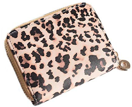 Petit Carré Porte-Monnaie PU Cuir Sac À Main Léopard Monnaie Fermeture Éclair Porte-Cartes Portefeuilles pour Femmes