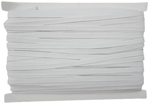 Trimming Shop 9mm - 3/8 inch Elastic Band Flat Cord Braided Stretch Strap Elastic String Rope for Sewing, DIY Arts and Crafts Projects, Dressmaking, Haberdashery and Clothing, White, 3 Metres