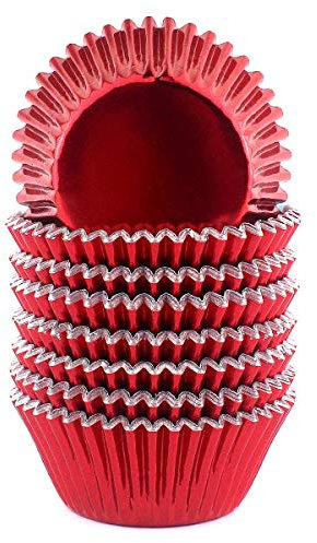 Xlloest Cupcake-Papierförmchen Muffin aus Metallfolie Standard, 200 Stück Rot