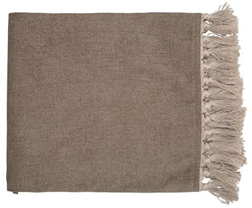 GreenGate VELBLA180W7801 Decke mit Fransen Dusty Taupe 180 x 130 cm (1 Stück)