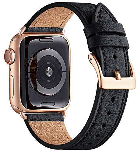 QAZNZ Leather Straps for Apple Watch Strap 44mm 45mm 42mm(Series 1 2 3) 46mm 49mm,Women Men Replacement Strap for Apple Watch Series 11 10 9 8 7 6 5 4 & iWatch SE 1/2/3,Ultra 3/2/1