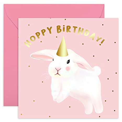 Central 23 - Niedliche Geburtstagskarte für Tochter – „Hoppy Birthday“ – Hasen-Geburtstagskarten – Sweet Happy Birthday für Ihre Nichte, Enkelin.