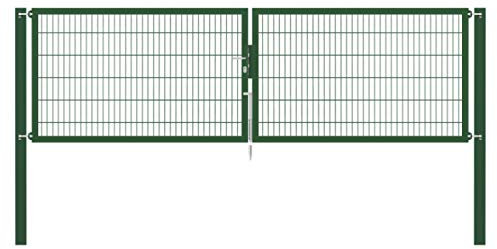 Alberts 636937 Doppeltor Flexo Plus mit Zubehör | verschiedene Breiten und Höhen | Pfostenstärke 100 x 100 mm | grün | Breite 400 cm | Höhe 120 cm
