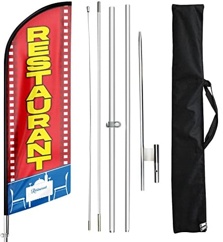 FSFLAG Drapeau avec plumes pour restaurant avec mât et piquet de sol, 3,3 m