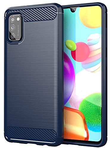 Cadorabo Hülle kompatibel mit Samsung Galaxy A41 Schutzhülle TPU Silikon Case Karbon Optik Slim Kratzfest Weiche Gummi mit Rundumschutz Case Hülle für Galaxy A41 in Blau