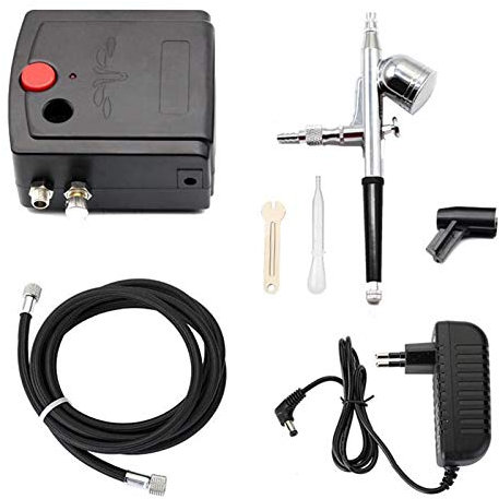 Airbrush kit Gravity Feed Dual Action Airbrush With Compressor Paint Spray Airbrush Kit Tattoo Nail Spray Pen Set Beauty Inkjet Car Repair Tool air brushes for painting (Color : E)