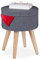 Relaxdays Sitzhocker mit Tischfunktion, gepolsterter Deckel, Stauraum, HxD: 45,5 x 37 cm, Stoff, Holzbeine, grau/Natur