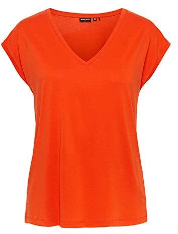 PIECES Women's Pckamala Tee Noos Bc T-Shirt, Tangerine Tango, XL